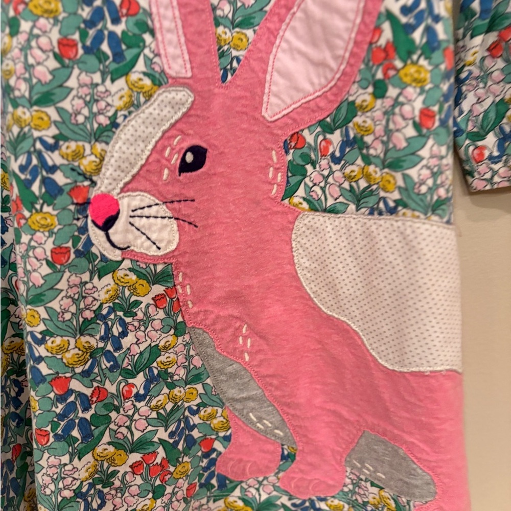 Mini Boden Floral Rabbit spring Easter Dress size 9-10 - Picture 3 of 6